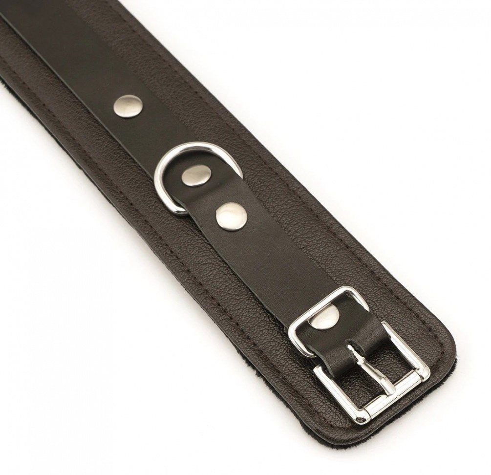 A standard restraint that securely binds both ankles and doe... Liebe Seele - Leather Ankle Cuffs - Brown photo-5