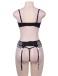 Ohyeah - Open Bra Set w Garter Panty - Black - M photo-13