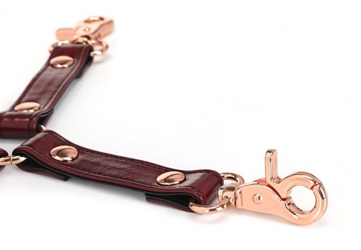 Liebe Seele - 4-Way Leather Hogtie w Clips - Wine Red photo