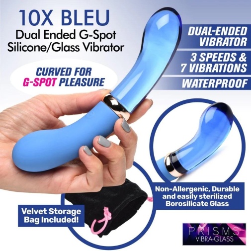Prisms Erotic Glass - G-Spot Dual Ended Vibrator - Blue photo
