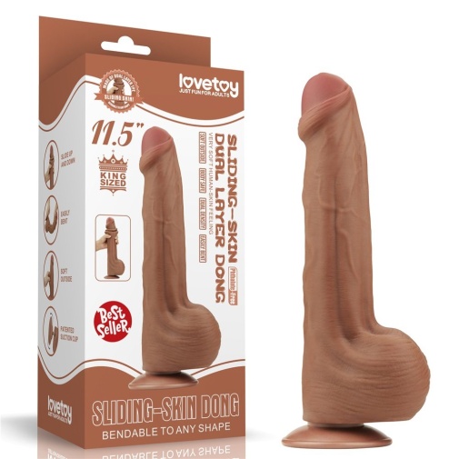 Lovetoy - 11.5" Sliding Skin Dildo - Brown 照片