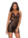 Obsessive - Millagro Chemise & Thong - Black - S/M photo