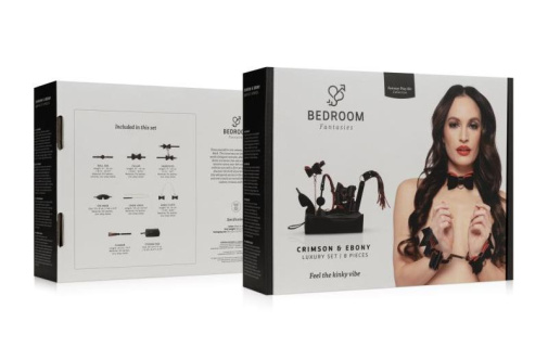 Indulge in the ultimate experience of luxury and control wit... Bedroom Fantasies - Crimson & Ebony SM Set 8pcs - Black/Red photo