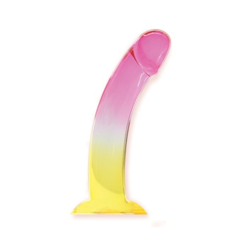 Icon Brands - Shades Jelly 弯身假阳具 大码 - 粉红/黄色 照片