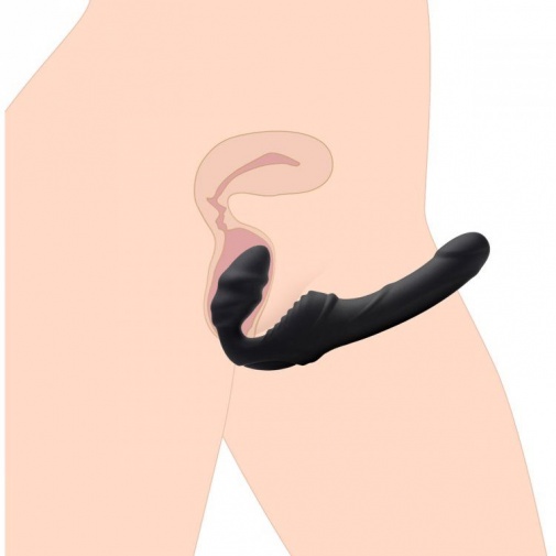 Strap U - Slim Rider 螺旋纹震动式免束带穿戴式假阳具 - 黑色 照片