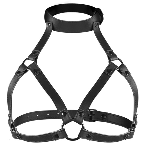 Fetish Submissive - 頸圈連胸部束帶 - 黑色 照片