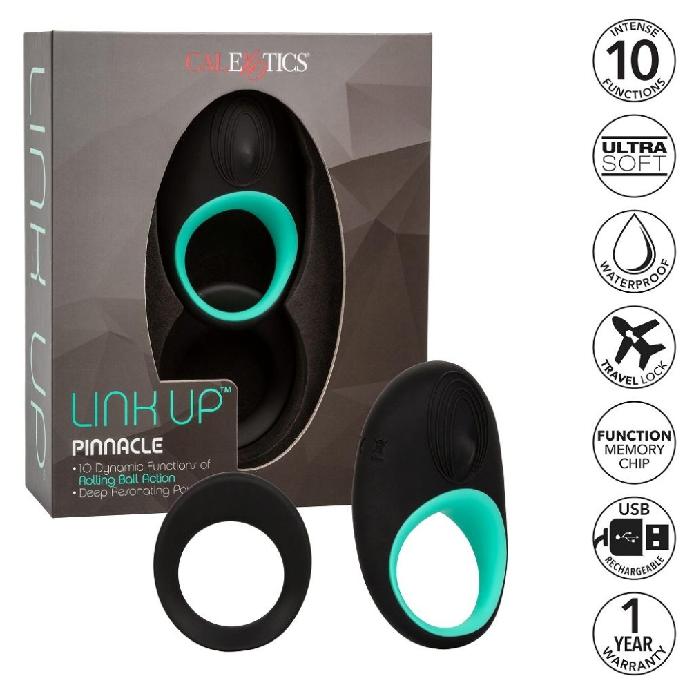 The dual stimulating ring delivers intense pleasure with 10 ... CEN - Link Up Pinnacle Vibro Ring - Black photo-5