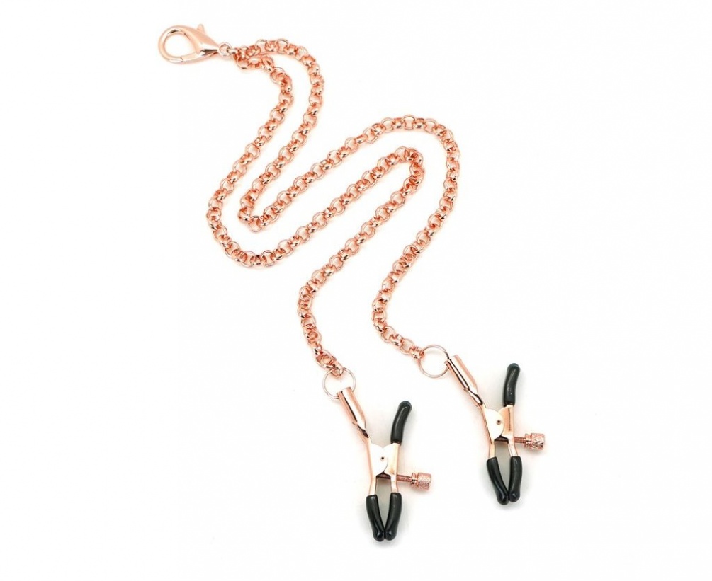 Luxurious Leather Collar With Soft Lining To Ensure Your Com... Liebe Seele - Rose Gold Collar w Nipple Clamps photo-5
