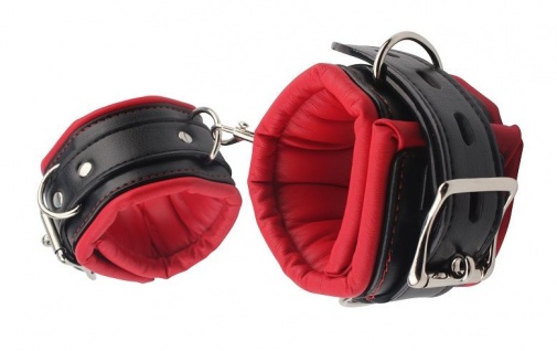 Chisa - Super Soft Hand Cuffs - Black & Red photo