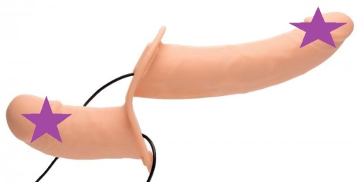 Strap U - Power Pegger 穿戴式束帶連震動雙頭假陽具 - 肉色 照片