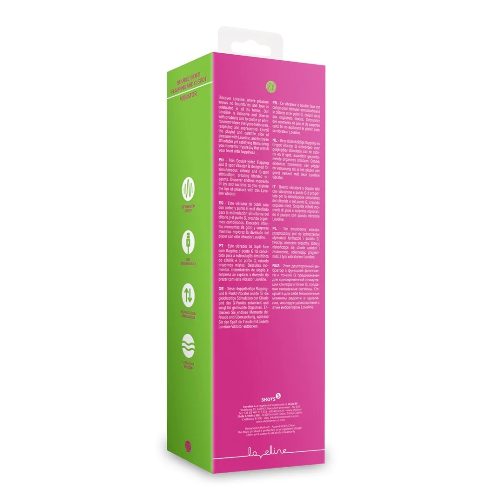 This Double-Sided Flapping and G-spot Vibrator is designed f... Loveline - Double Sided Flapping Vibrator - Pink photo-9