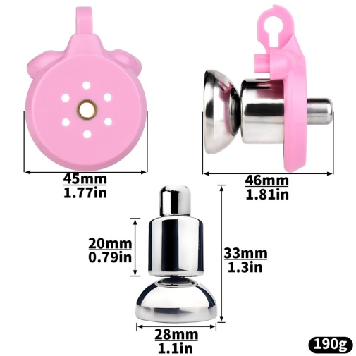 FAAK - Chastity Cage 45mm w Catheterization Hood - Pink photo