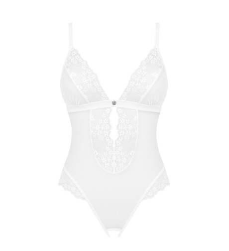 Obsessive - Heavenlly Crotchless Teddy - White - M/L photo