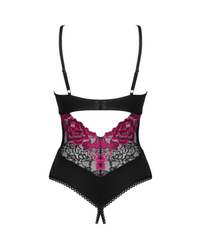 Obsessive - Rosenty Crotchless Teddy - Black - XS/S photo