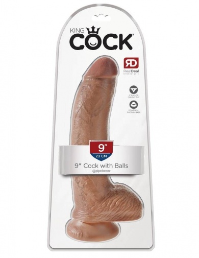 King Cock - 9″ 仿真假陽具連睪丸 - 焦糖色 照片