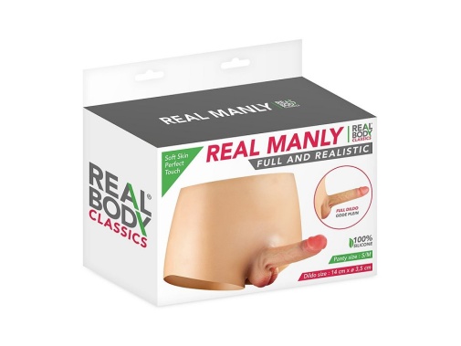 Real Manly - 短裤连仿真假阳具 - 肉色 - 细/中码 照片