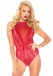 Leg Avenue - Velvet and Lace Starburst Deep-V Teddy - Red - M photo