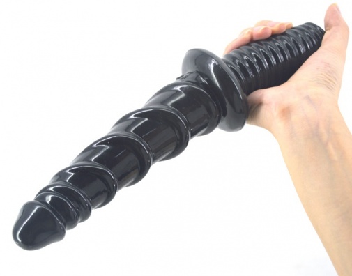 FAAK - Spiral Anal Dildo w Handle - Black photo