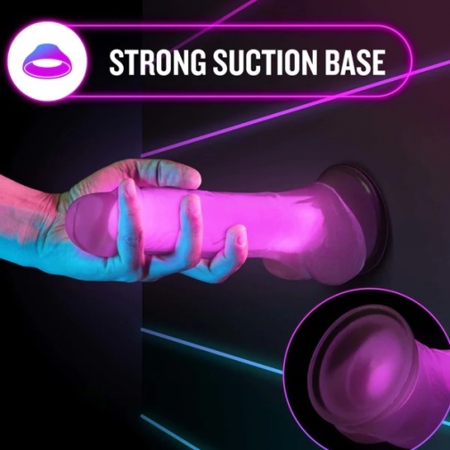 Neo Elite - Glow in the Dark Paradise Dildo 19cm - Neon Pink photo
