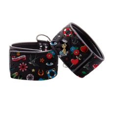 Ouch - Old School Tattoo Ankle Cuffs - Black 照片