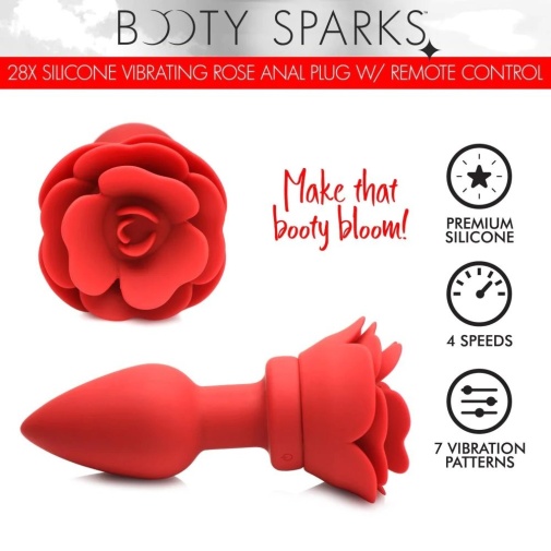Booty Sparks - 28X 玫瑰花形後庭震動器 細碼 - 紅色 照片