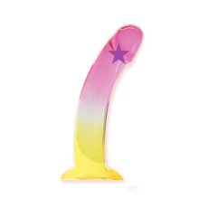 Icon Brands - Shades Jelly 弯身假阳具 大码 - 粉红/黄色 照片