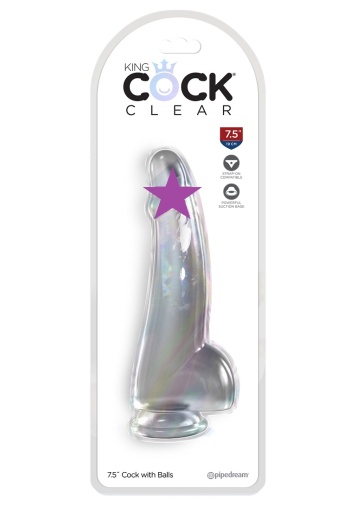 King Cock - 7.5" 透明假阳具连睾丸 照片