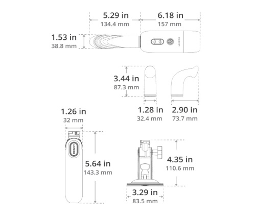 Lovense - Spinel 可APP控推撞抽插加热式按摩棒手持/吸啜底盘 - 粉红色配蓝色 照片