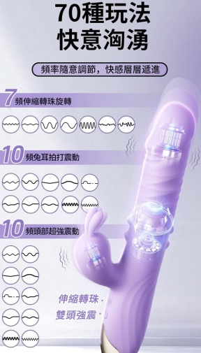 Erocome - Eridanus 波江座 Pro 雙震加溫轉珠伸縮兔仔震動棒 - 紫色 照片
