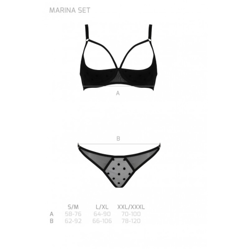 Passion - Marina Open Bra Set - Black - S/M photo