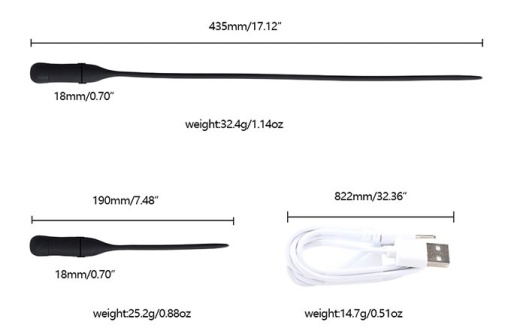 MT - Vibro Urethral Sound 37cm - Black photo