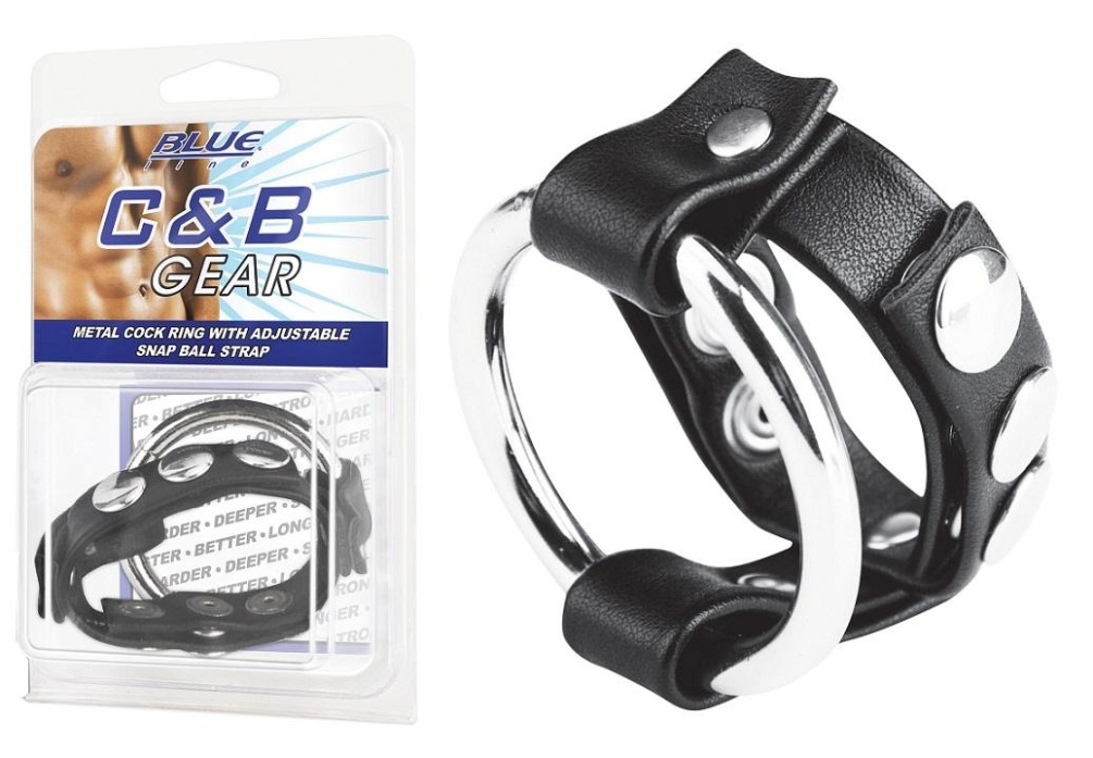 Go long and strong with this unique, adjustable cock ring! F... Blueline - Metal Ring w Ball Strap photo-4