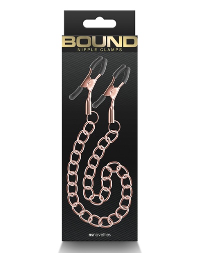 NS Novelties - Bound DC2 Nipple Chain Clamps - Rose Gold photo