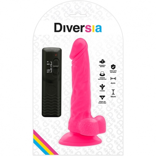 Diversia - 弹性震动假阳具 18厘米 - 粉红色 照片