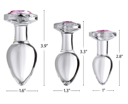 Booty Sparks - Gem Glass Anal Plug Set - Pink photo