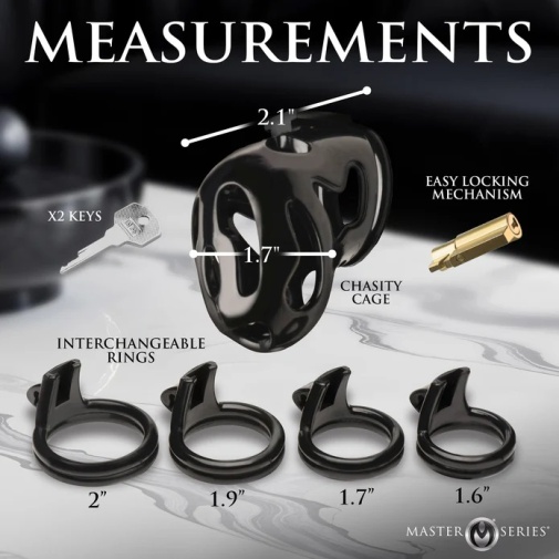 Master Series - Hard Stop Chastity Cage - Black photo