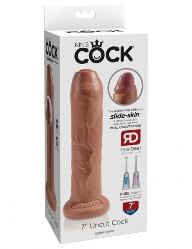 King Cock - 包皮型仿真假陽具 7'' - 焦糖色 照片