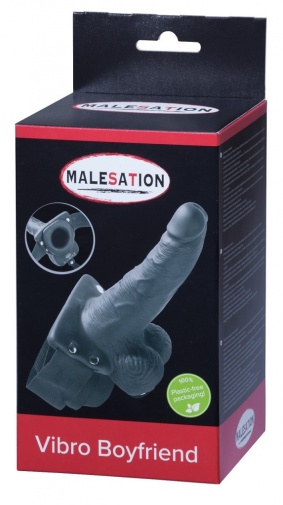 Malesation - 震动男友空心穿戴式假阳具 - 黑色 照片