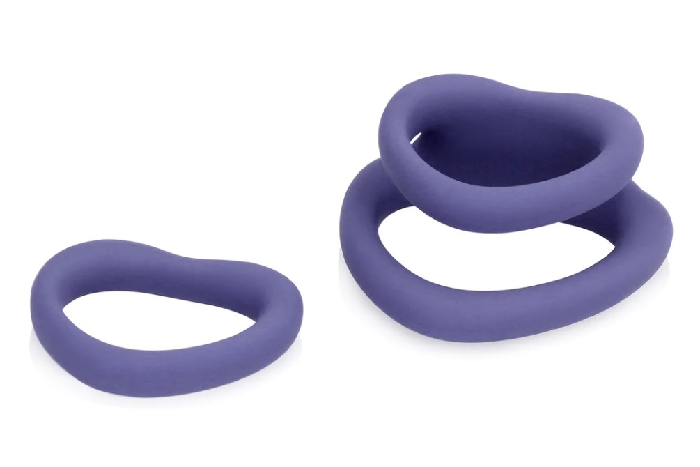 This Heart Cockring Set of two pieces is designed to enhance... Loveline - Heart Cock Ring Set - Violet Storm photo-4