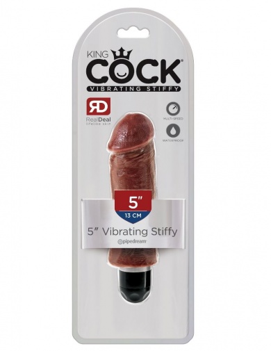 King Cock - 手持震動仿真假陽具 5'' - 啡色 照片