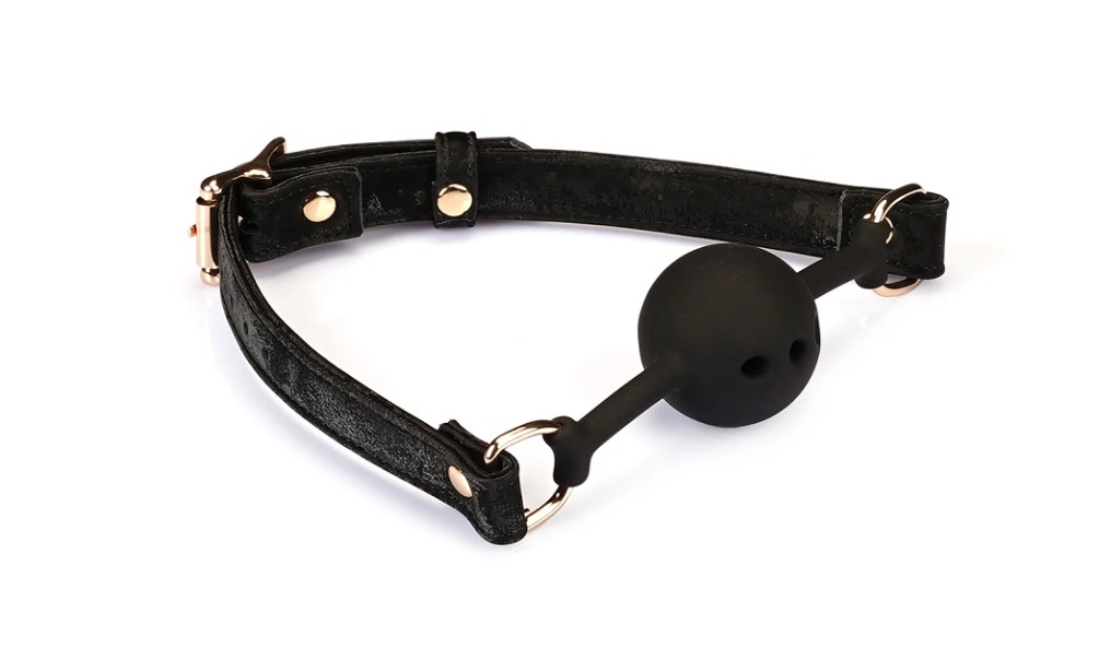 Embrace your mysterious side with this black Vegan Leather b... Liebe Seele - Boudoir Amor Ball Gag - Black photo-3