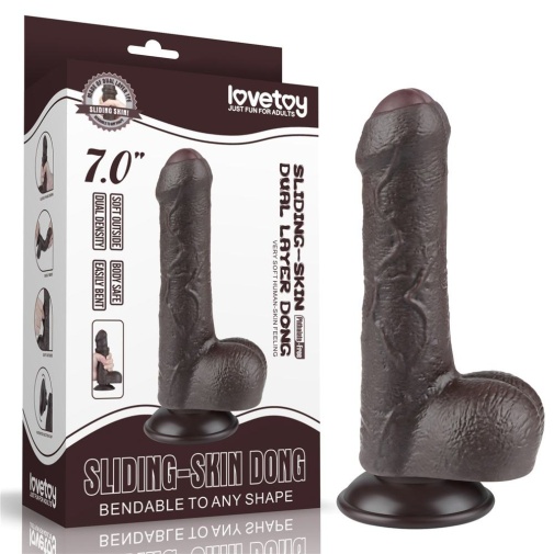 Lovetoy - 7" 带包皮仿真阳具 - 啡色 照片