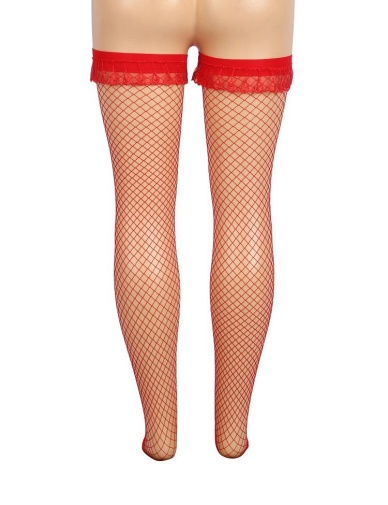 Ohyeah - Bow Mesh Stocking - Red - XL photo