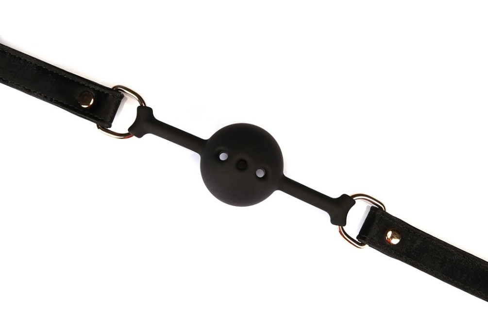 Embrace your mysterious side with this black Vegan Leather b... Liebe Seele - Boudoir Amor Ball Gag - Black photo-2