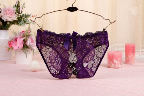 SB - Crotchless Lace Panties - Purple photo