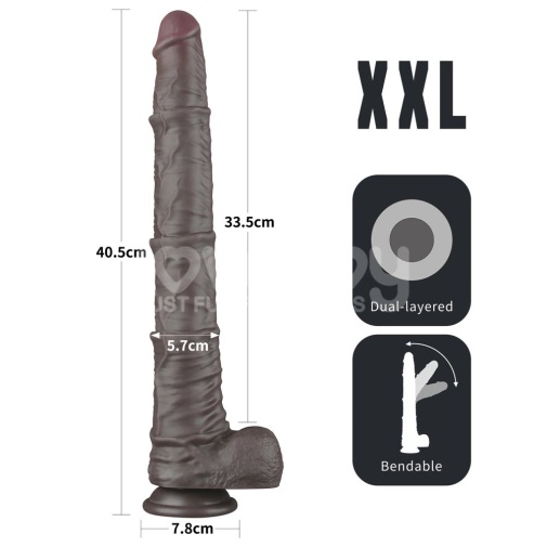 Lovetoy 16" 双层皮肤矽胶制仿真阳具 大码  - 黑色 照片