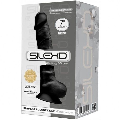 Silexpan - 7'' Dual Destiny Premium Silicone Dildo w/Balls - Black photo