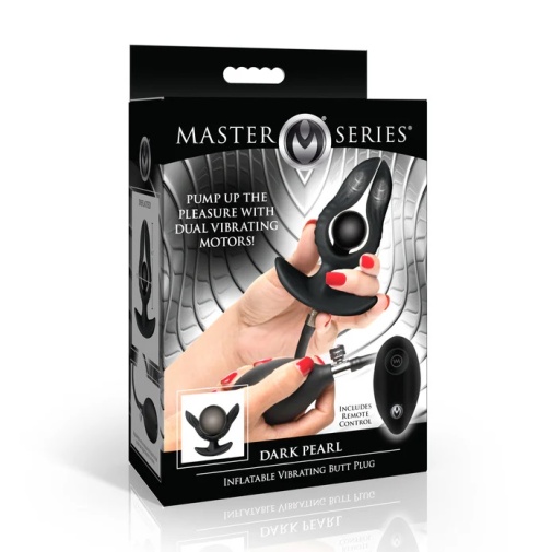Master Series - Dark Pearl Inflatable Vibro Plug - Black photo