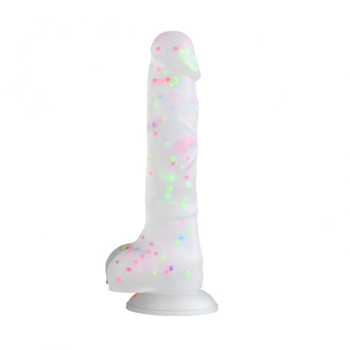 MT - 彩虹波点仿真阳具 L - 白色 照片