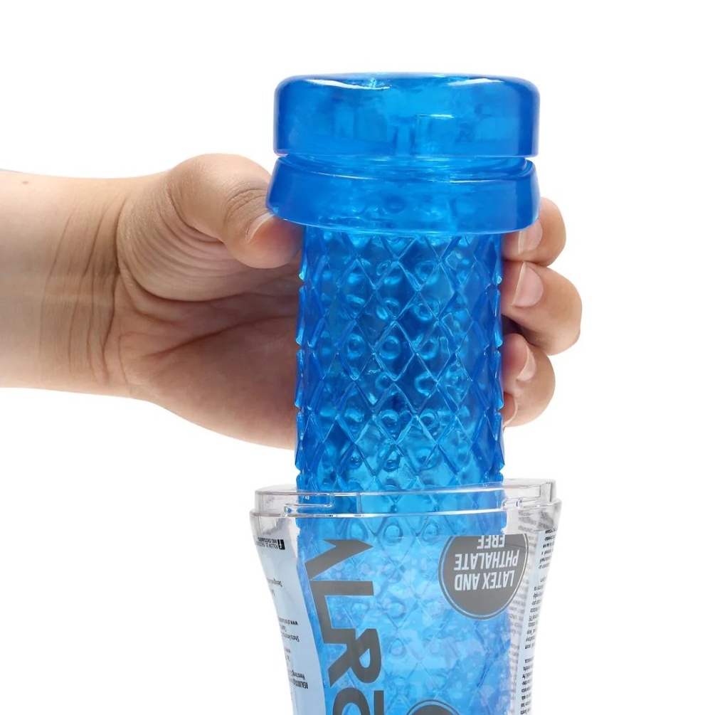 Experience sexual pleasure and let your fantasies go wild! T... RealRock - Easy Rider Textured Cup Masturbator - Blue photo-3